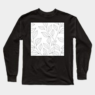 Non Colored Pattern with Floral Motifs Long Sleeve T-Shirt